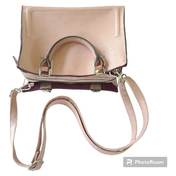Steve Madden Crossbody Bag Purse Handbag Pink Blush Pebbled Logo - Picture 14 of 16